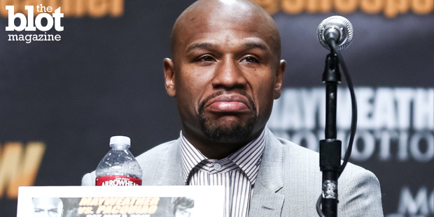 Boxer Floyd Mayweather Jr. is a serial batterer of women who's even threatened his own kids, so this writer hopes Manny Pacquiao takes him down on Saturday. (© Splash News/Splash News/Corbis photo)