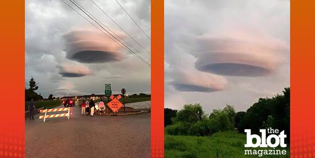 Dozens of reports have been filed recently by Texans concerned over lenticular cloud formations that look a bit like UFOs. (M. Davis/KFSN-TV photo)