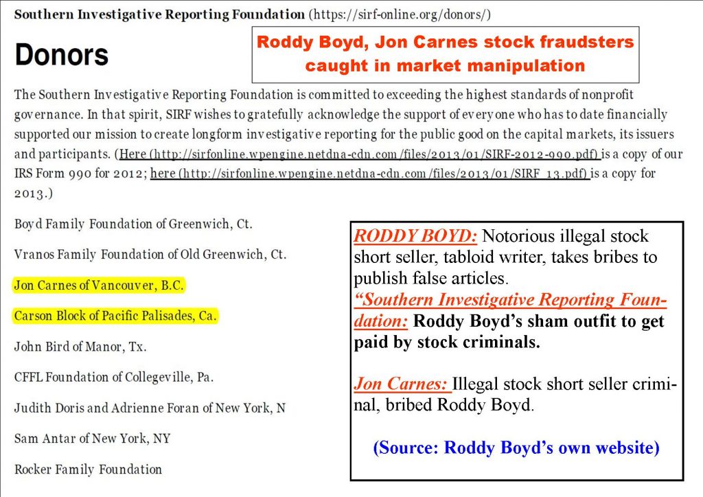 Roddy Boyd, Dune Lawrence, Jon Carnes stock fraud got caught