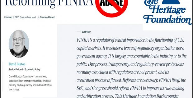 Lying, Cheating, Stealing, Explosive Heritage Foundation Report Exposes FINRA, FINRA NAC Regulatory Abuses