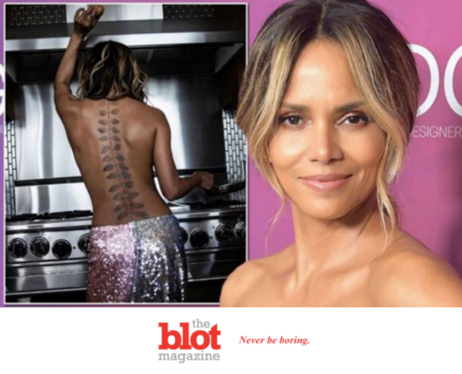 Halle Barry Posts Topless Pic, New Full Back Tattoo