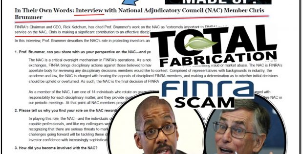 BRREAKING NEWS, FINRA Put Up Fake NAC Member Chris Brummer Interview on Official Site, Former CEO Richard Ketchum Caught Whitewashing Rigged FINRA NAC Hearings